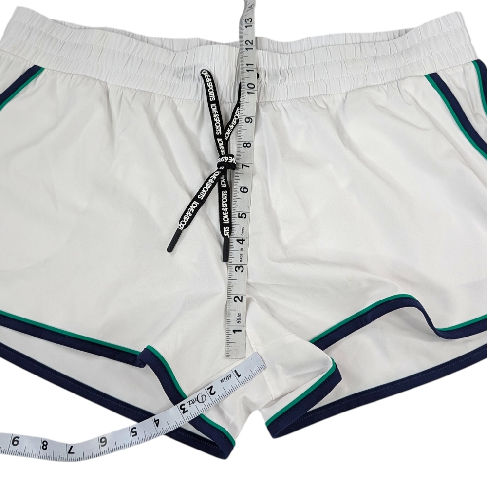 Love & Sports XL Running Shorts White Green Womens Retro Brief Liner Quick Dry - Picture 11 of 11